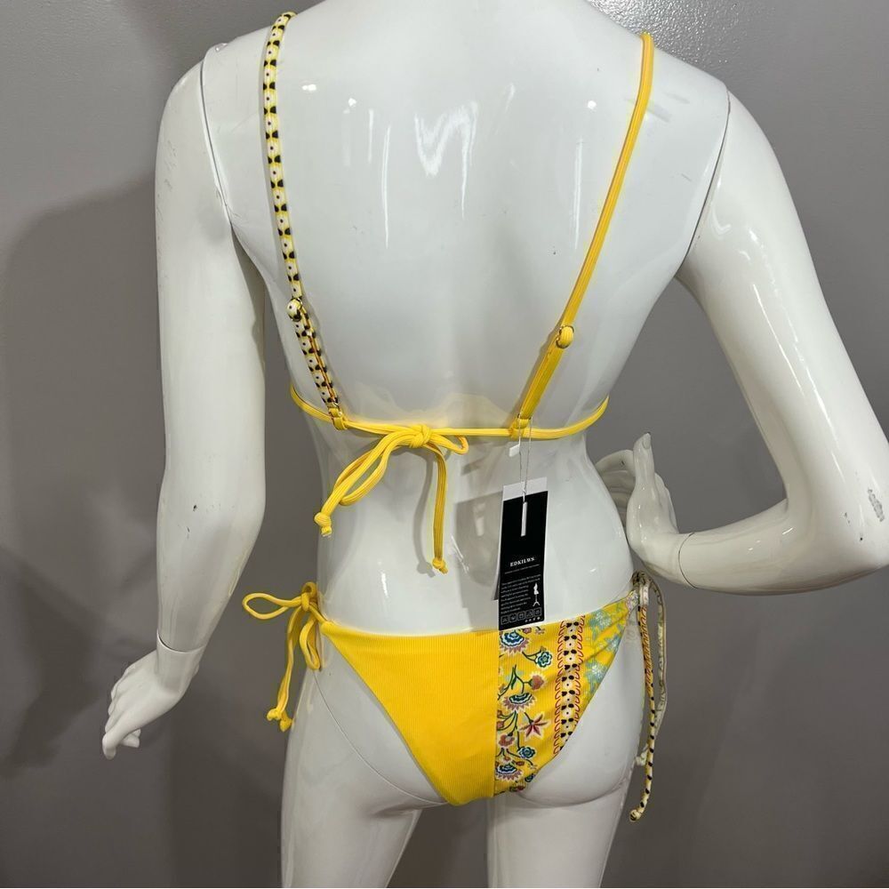 NWT Yellow Floral Print String Bikini - Juniors Large - Picture 10 of 16